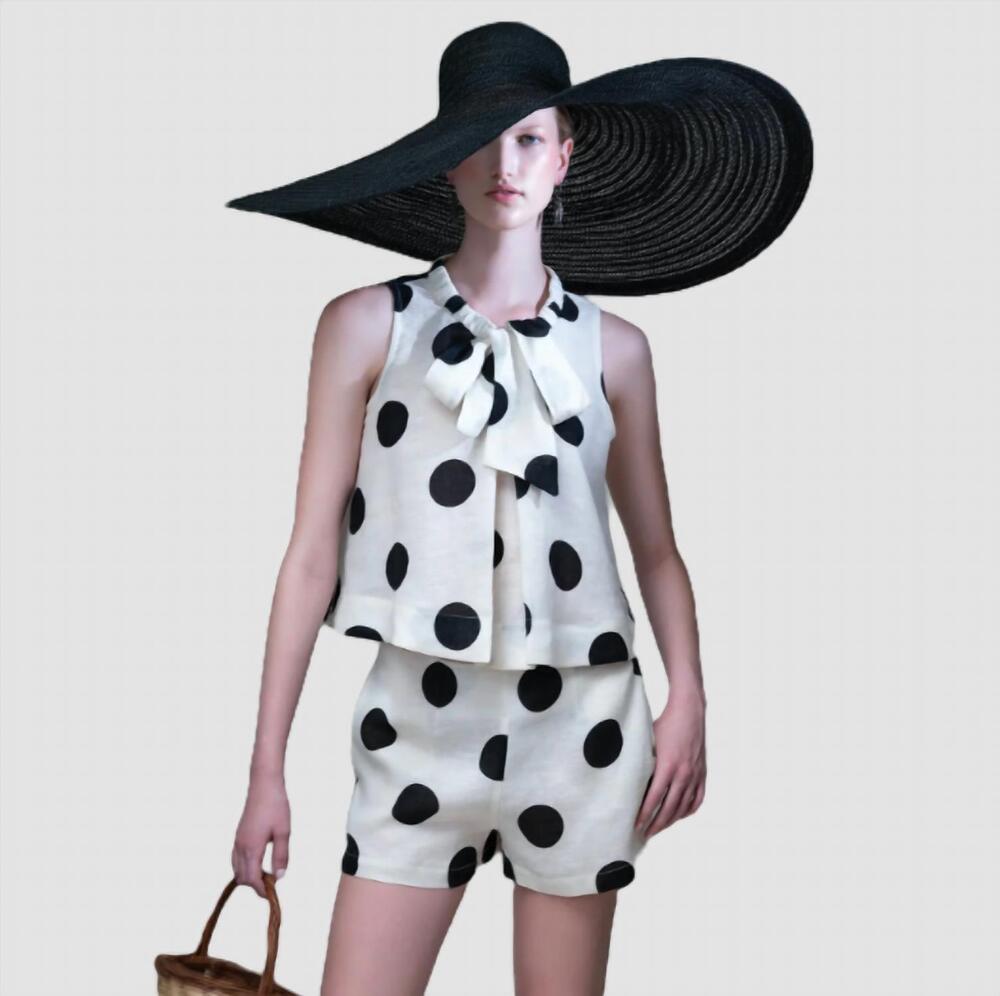 NEW MAISON ZOULIAS bow top in white polka dot